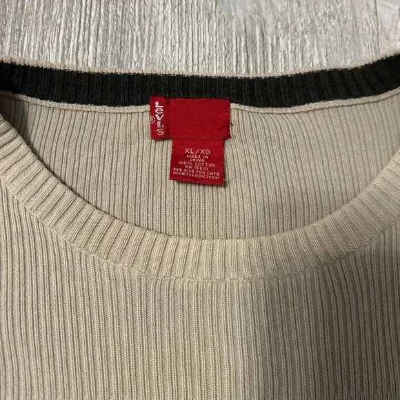 Vintage Tonal Sweatshirt Boxy Fit Levi's Crewneck Beige Mens Size XL Dad (Stain) - Picture 4 of 10